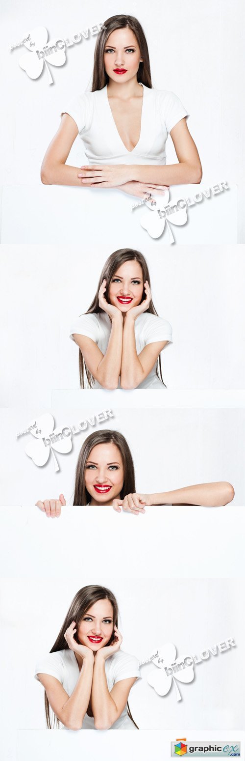 Girl with white blank board 0553