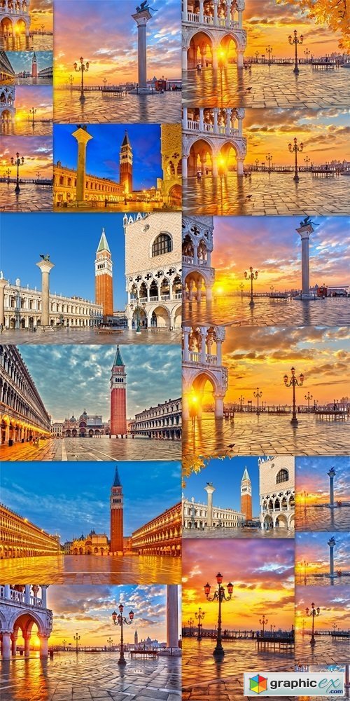 Piazza San Marco at sunrise, Vinice, Italy