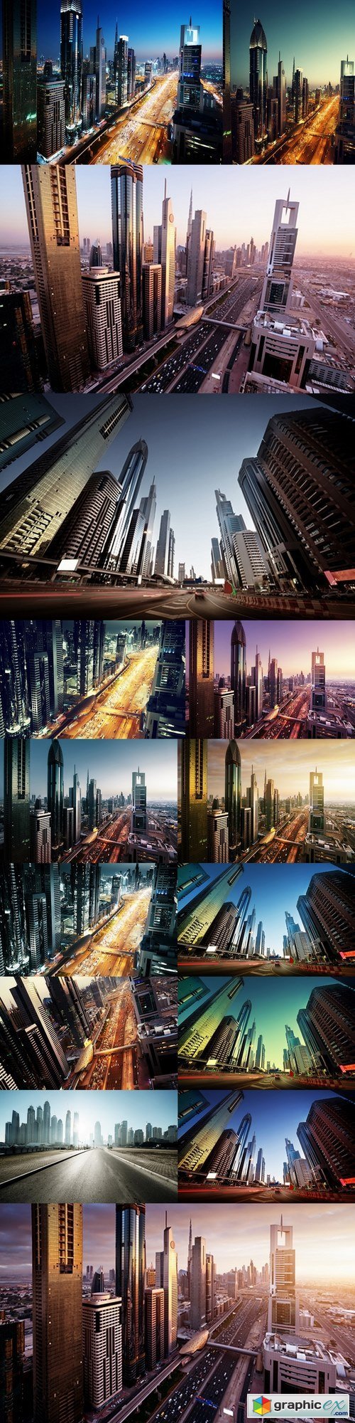 Sheikh Zayed Road in sunset time, Dubai, UAE